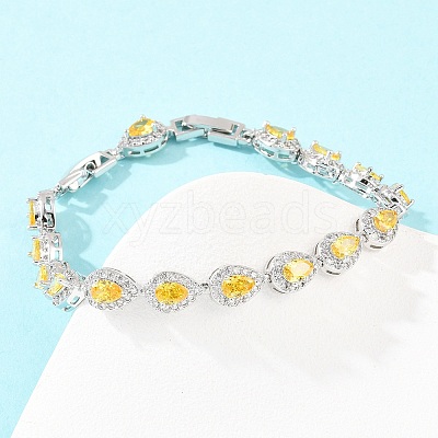 Platinum Tone Brass Micro Pave Cubic Zirconia Tennis Bracelets BJEW-B160-05P-1