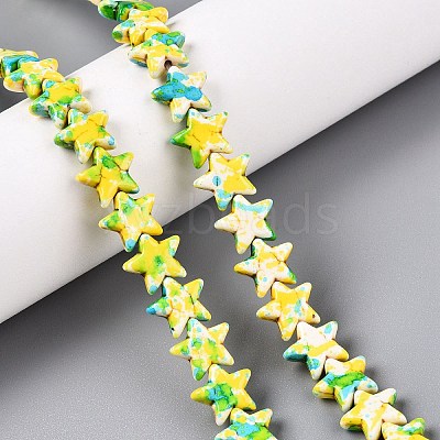 Spray Painted Synthetic Turquoise Beads Strands UNKW-T001-11C-1