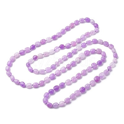 Natural Dyed Malaysia Jade Tumble Stone Nuggets Beaded Long Necklaces for Women NJEW-F340-A03-1