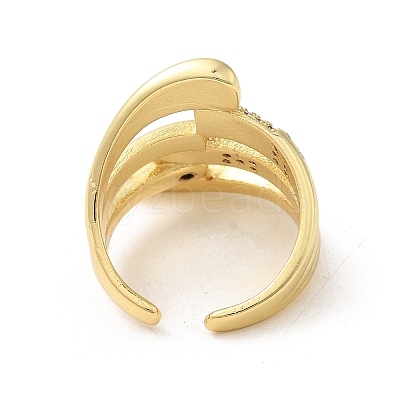 Brass Micro Pave Clear Cubic Zirconia Open Cuff Ring for Women RJEW-M165-03C-G-1