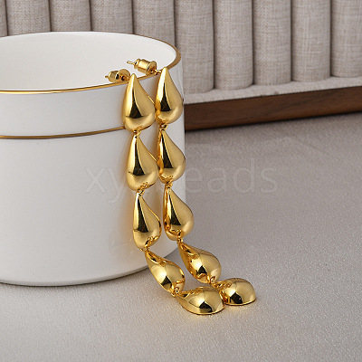 Teardrop Brass Dangle Stud Earrings for Women EJEW-G391-22G-1