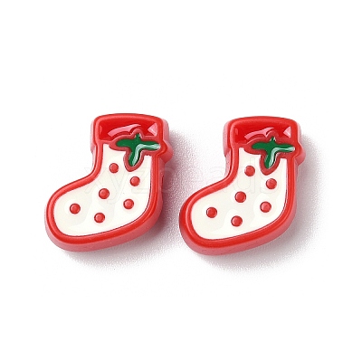 Christmas Decorations Theme Opaque Acrylic Bead with Enamel X-OACR-Z021-01F-1
