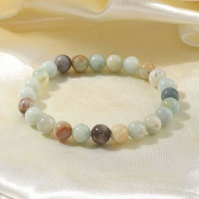 Natural Flower Amazonite Bead Stretch Bracelets X-BJEW-K212-B-007-1