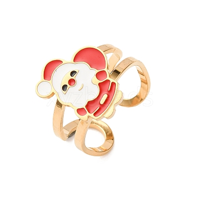 304 Stainless Steel with Enamel Cuff Rings for Women LS-RJEW-Z116-01G-01-1