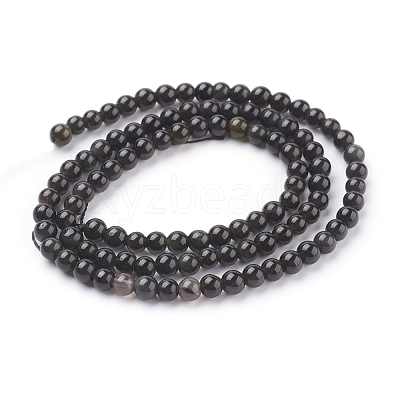 Natural Obsidian Beads Strands G-G099-4mm-24-1