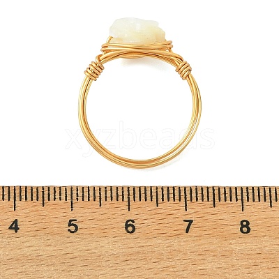Copper Wired Natural Trochid Shell/Trochus Shell Finger Rings for Women RJEW-JR01054-1