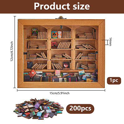 Wood Bookshelf with Acrylic Books Mini Model DJEW-WH0015-148-1