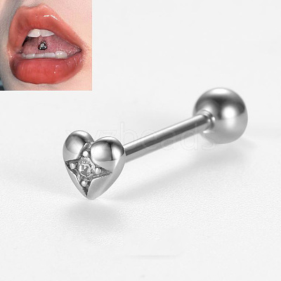 316L Surgical Stainless Steel Micro Pave Clear Cubic Zirconia Tongue Rings FS-WG6EDE0-01-1