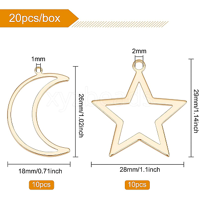 20Pcs 2 Style Brass Open Back Bezel Pendants KK-BC0001-95-1