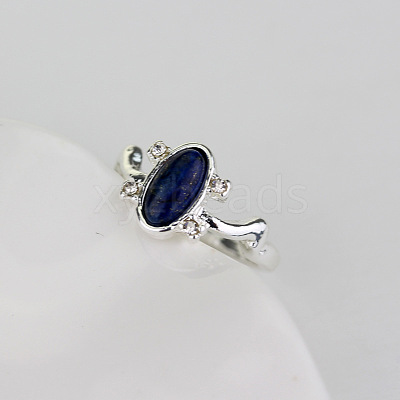 Alloy with Natural Lapis Lazuli Finger Rings FS-WGF3EDB-01-1