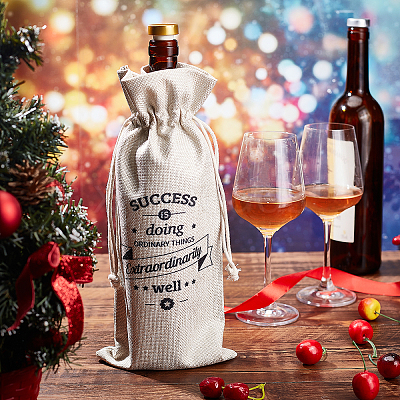 Jute Cloth Wine Packing Bags ABAG-WH0005-72G-1