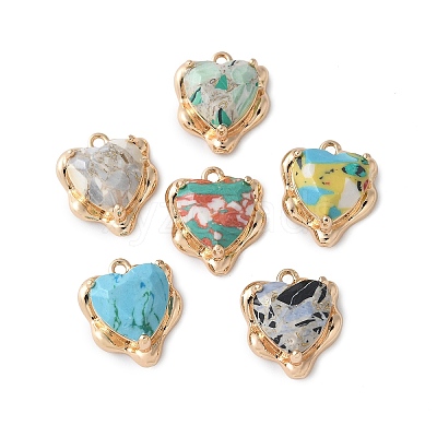 Brass Glass Charms KK-D355-01G-1