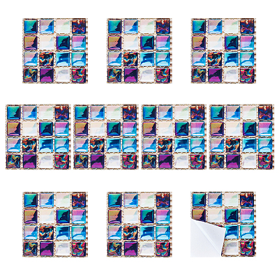 10 Sheets PVC Self Adhesive Mosaic Tile Stickers FIND-WH0145-99-1