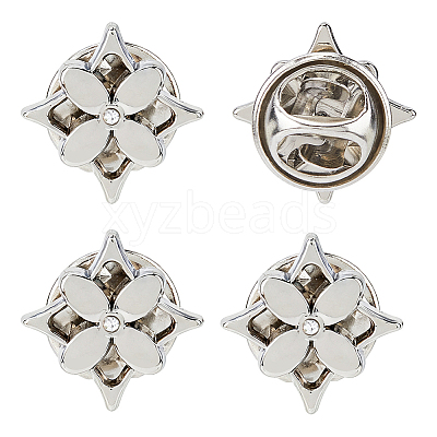 20Pcs Flower Alloy Rhinestone Lapel Pin Backs for Backpack Clothes JEWB-FH0002-72P-1