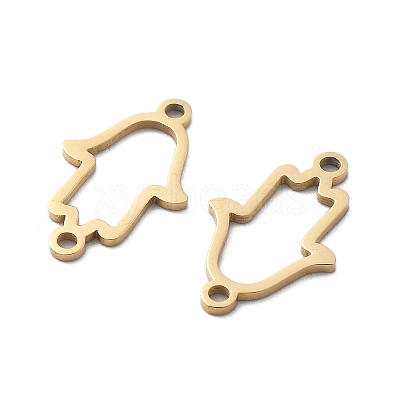 304 Stainless Steel Hollow Hamsa Hand Connector Charms STAS-M111-35G-1