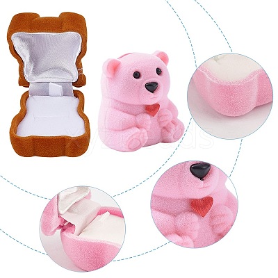 2Pcs 2 Colors Bear-Shaped Plastic Flocking Boxes CON-GF0001-09-1