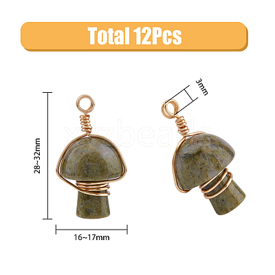 12Pcs 6 Styles Natural & Synthetic Mixed Stone Copper Wire Wrapped Pendants FIND-FH0006-26-1