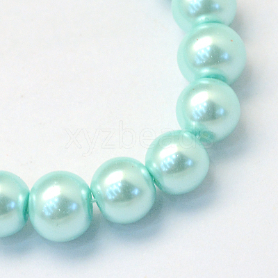 Baking Paint Pearlized Glass Pearl Round Beads Strands X-HY-Q003-10mm-45-1