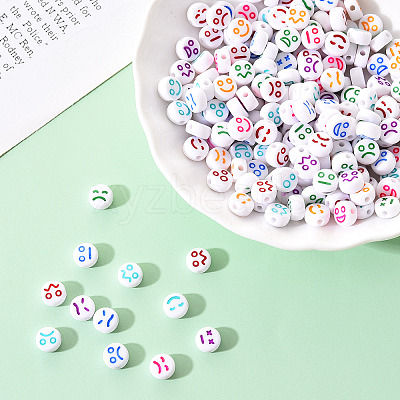 White Opaque Acrylic Beads MACR-YW0001-20D-1