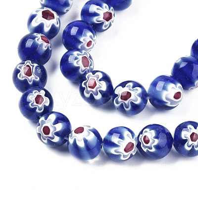 Handmade Millefiori Glass Beads Strands LK-T001-10E-1