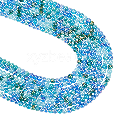8 Strands Transperant Electroplate Glass Beads Strands GLAA-BBC0001-04D-1