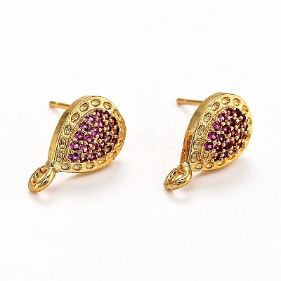 Brass Stud Earring Findings KK-G398-07A-G-1