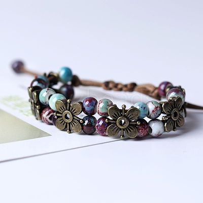 Alloy & Handmade Porcelain Bead Braided Bead Bracelets for Women FS-WGAE4F4-06-1