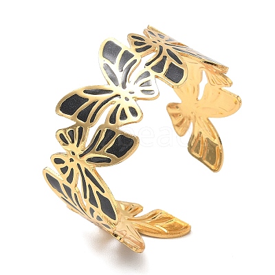 304 Stainless Steel Enamel Cuff Bangles for Women SA-CBAFD7D-01G-1