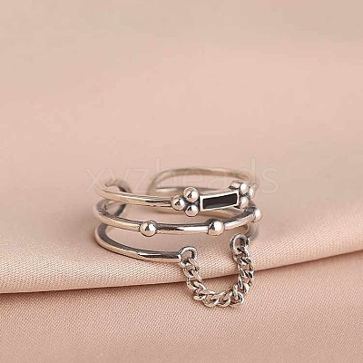 Rectangle 925 Sterling Silver Enamel Adjustable Cuff Rings for Women FS-WGEEF9E-01-1
