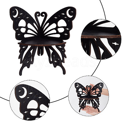 2Pcs 2 Styles Butterfly Shape Wood Candle Holder DJEW-DR0001-03-1