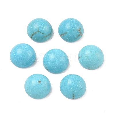 Craft Findings Dyed Synthetic Turquoise Gemstone Flat Back Dome Cabochons TURQ-S266-6mm-01-1