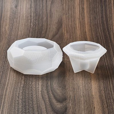 Faceted Hexagon DIY Silicone Candle Cup Molds DIY-P078-05-1