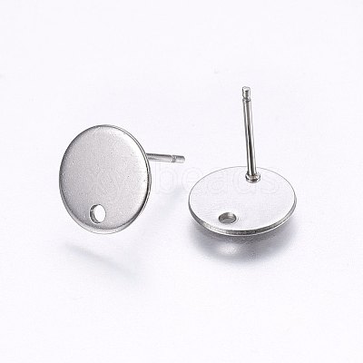 Flat Plate 201 Stainless Steel Stud Earring Findings STAS-I095-04P-A-1