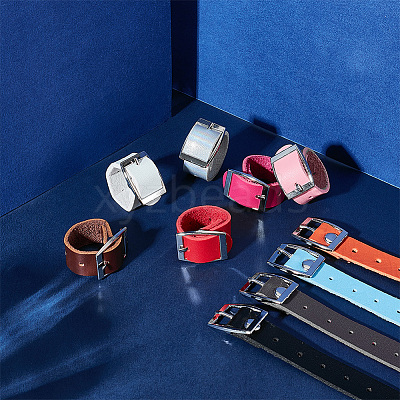 10Pcs 10 Colors Leather Rings RJEW-UN0003-02-1