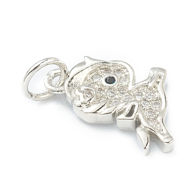 Brass Micro Pave Clear Cubic Zirconia Charms ZIRC-B010-35P-1