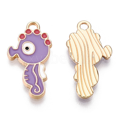 Light Gold Plated Alloy Enamel Pendants ENAM-T009-77A-RS-1