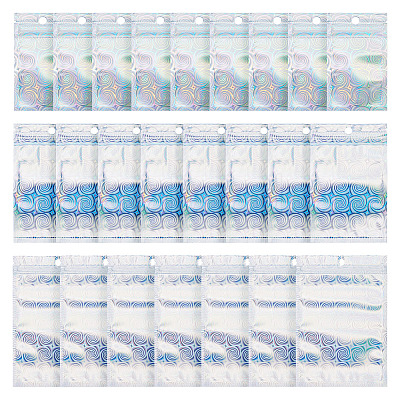 60Pcs 3 Styles Laser Plastic Resealable Bags ABAG-TA0001-56B-1