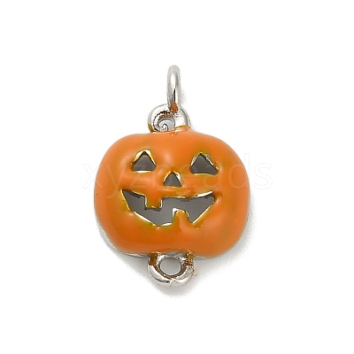 Halloween Brass Orange Enamel Connector Charms KK-F915-04C-P-1