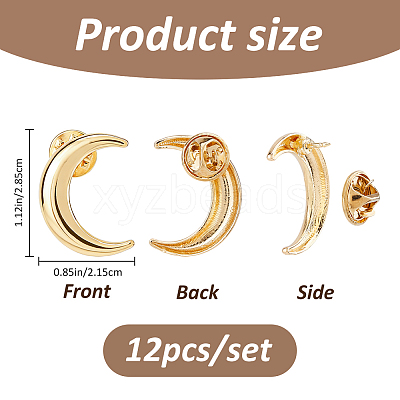 12Pcs Moon Alloy Lapel Pin Backs for Backpack Clothes JEWB-FH0002-79G-1