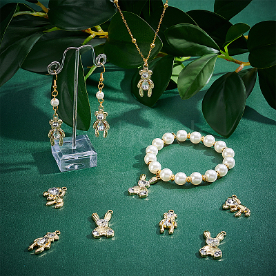 30Pcs 3 Style Rabbit & Bear Rack Plating Alloy Pendants FIND-PH0004-08-1
