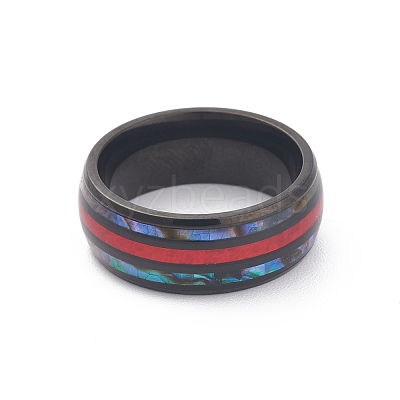 Ion Plating(IP) 304 Stainless Steel Paua Shell Cuff Ring for Women RJEW-M014-01B-F-1