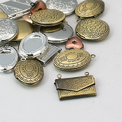 Brass Locket Pendants KK-MSMC002-M1-1