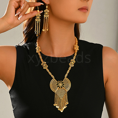 Vintage Alloy Hollow Bowknot Tassel Earrings & Necklaces Sets for Women XI4040-1