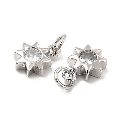 Brass Micro Pave Cubic Zirconia Charms KK-E068-VB237-1