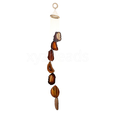 Chakra Natural Dyed Agate Piece Hanging Ornament HJEW-R126-01E-1