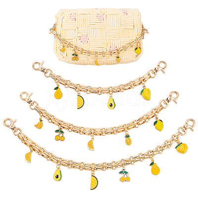 3Pcs 3 Styles Fruit Alloy Chains Bag Extender Chains AJEW-PH01583-1