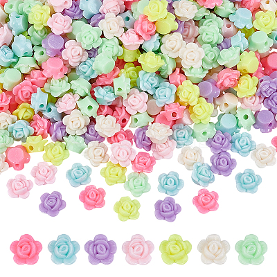 400Pcs Opaque Acrylic Beads MACR-ME0001-10-1