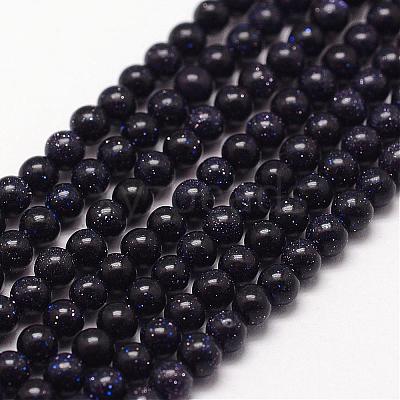 Blue Goldstone Beads Strands G-N0200-01C-3mm-1