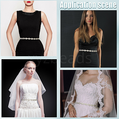 Metal Full Crystal Rhinestone Horse Eye Bridal Waist Belts for Wedding Dress AJEW-WH20080-65F-S-1