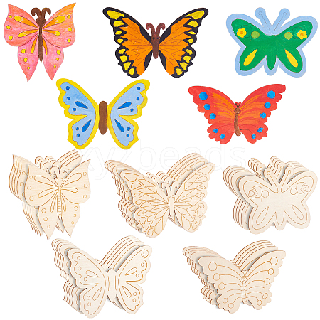   30Pcs 5 Style Unfinished Wood Cutouts DIY-PH0009-05-1